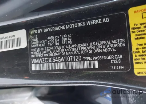 2016 Mini Countryman Cooper S z USA, uszkodzony, nr VIN WMWZC3C54GWT07120